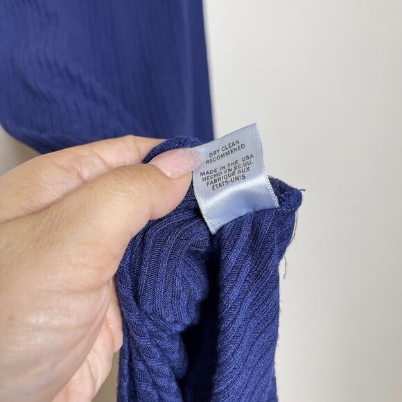 Rachel Pally Dress Medium Blue Rib Sleeveless Knit Maxi Long High Neck Shirred - Picture 10 of 11